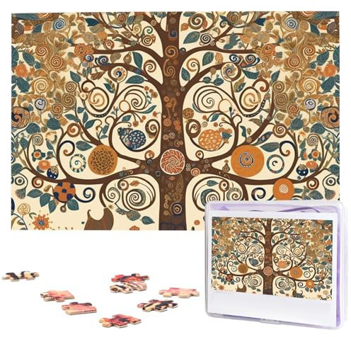 Puzzle en bois arbre de vie pour adultes de 1 000 pièces - Puzzle personnalisé intéressant - Cadeau pour vacances, anniversaire, mariage
