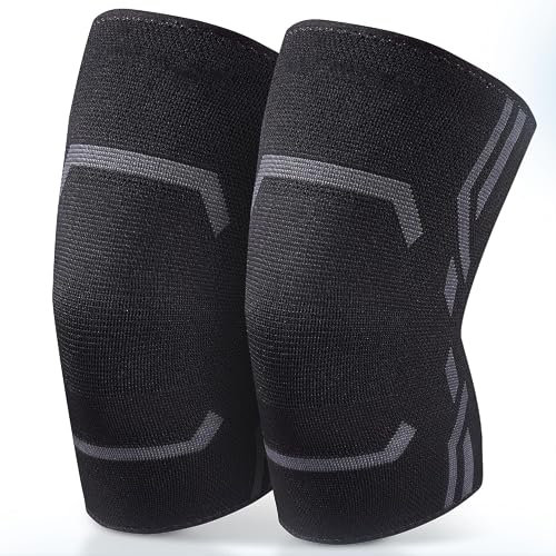 Pair of Knee Brace Compression Sleeves (XL) – Non-Slip 3D Knit, Targeted Compression, Breathable Fabric – Pain Relief for Arthritis, ACL, MCL, Meniscus, Tendonitis – Sports & Running