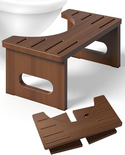 Toilettenhocker Holz – WC Hocker fur Erwachsene – Toilettenhocker Holz Klappbar - Squatty Kackhocker, Toilettenhocker für eine korrekte Sitzposition beim Stuhlgang