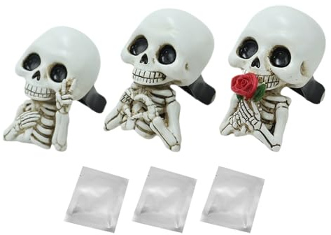 Skull Air Vent Air Freshener Clips - Halloween Vehicle Decoration - Scary Resin Air Vent Clip Car Accessory Van Travel