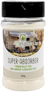LOOVOLUTION® Super-Absorber – Hochleistungsabsorber für alle Flüssigkeiten (100 gr) - Extra saugstark & wiederverwendbar – Ideal für die Camping Toilette, Wohnwagen, Haushalt, Party & Festivals