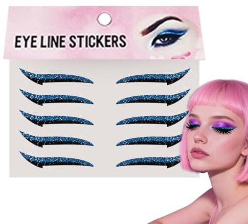 Tisujune Wiederauffüllbare Augen Liner Sticker - Make Up Augen Lider Patches,Haftende Streifen Langzeit Haltbar 10 Stück Verabredung Tanzen Reisen Bühne