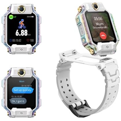 imoo X10 Smart Watch for Kids with Video Voice Call,Kids GPS Tracker White | 5MP+8MP Detachble Dual Camera,1+32GB,Anti-Shake,IP68 Swimming Waterproof,Add Friends,SOS,14-Day Track,1-2 Days Use,Kids Watch