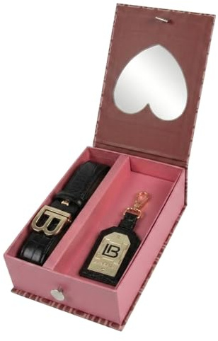 Laura Biagiotti Geschenkset für Damen, Schlüsselanhänger und Gürtel aus Kunstleder
