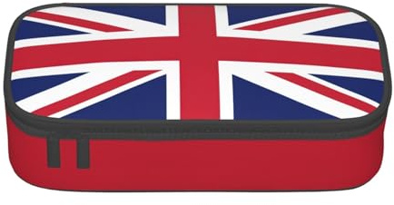 Yyoretp UK Flag Print Pencil Case Large Capacity Storage Pouch Holder Office Organizer Cosmetic Makeup Box