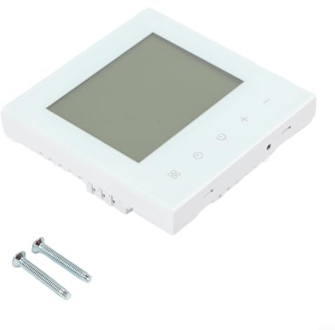 Programmable Thermostat Panel for Electric Floor Heating and Wall-Mounted Boilers, IP20 Flame-Retardant ABS Housing, 86x86 mm White Control Unit with(Gas boiler heating)