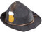 W WIDMANN MILANO Party Fashion 1409M - Bayernhut, mit Bierkrug-Deko, Grau, Bayern, Bierfest, Tracht, Hut, Accessoire, Karneval, Mottoparty