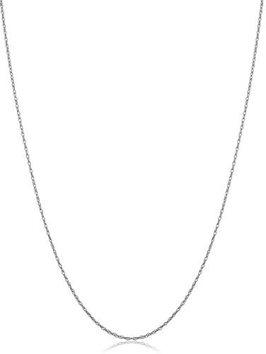Kooljewelry 14k White Gold Rope Chain Pendant Necklace (0.7 mm, 14 inch)