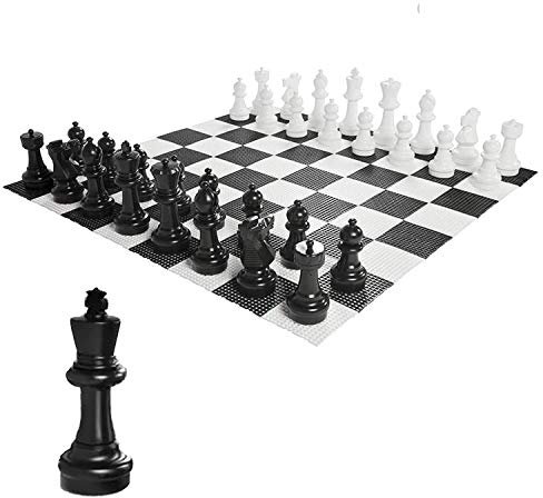 Ubergames GartenSchach Figuren und Brett, aus beständigem Kunststoff, König 30cm hoch, Brett 140x140 cm
