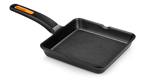 BRA Braisogona A431322 Efficient Plus - Parrilla cuadrada (aluminio, 22 cm), color negro