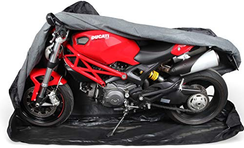 Premium Motorrad Abdeckung Cover für Sommer & Winter Abdeckplane in 600D Oxford für Indoor & Outdoor | sehr stabil & reißfest von M bis XXL Extra Soft Vlies innen L