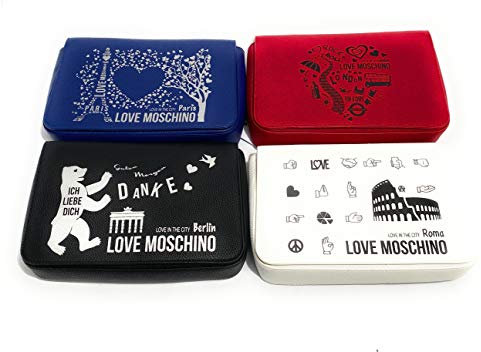 Moschino Tasche Love Schulterriemen aus Kunstleder Modell City Love Paris Farbe Blau Damen BS19MO41, Blau M