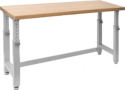 Seville Classics Höhenverstellbare Werkbank, 182.8 x 63.5 x 72.4 - 106.7 cm, grau
