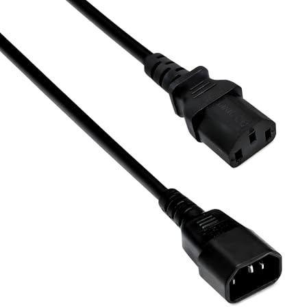 DINIC Kaltgerätekabel C13 auf C14 mit 1.5mm², VDE (1,80m, schwarz)