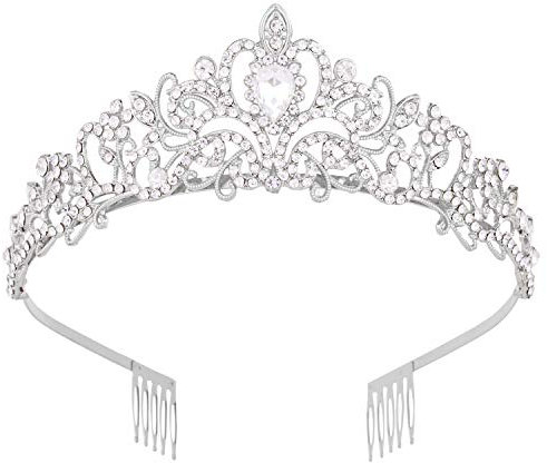 Vofler Kristall Tiara Krone silber Kopfschmuck für Damen kleine Mädchen Brautschmuck Prinzessin Geburtstag Hochzeit Festzug Abschlussball Party
