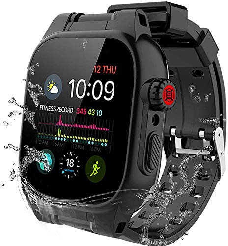Schutzhülle für Apple Watch 44 mm wasserdicht, IP68 Ganzkörperschutz mit integriertem Bildschirm und Band, Schutzhülle für iWatch Serie 6/5/4/SE, 44 mm, Schwarz