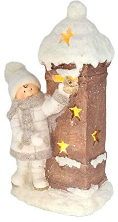 Wichtelstube-Kollektion XXL 41cm LED Dekofigur Garten Junge Briefkasten Gartenfigur Winter