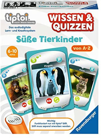 Ravensburger 00082 - tiptoi® Wissen & Quizzen „Süße Tierkinder“ / Spiel ab 6 Jahren/Wertvolles Wissen über süße Tierkinder von A bis Z