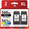 Toner Kingdom 560 561 Patronen PG-560XL CL-561XL Druckerpatronen Multipack Ersatz für Canon Druckerpatronen 560 560 für Canon Pixma TS5350 TS5351 TS5352 TS5353 TS7451 TS7450 (Schwarz Farbe, 2er-Pack)