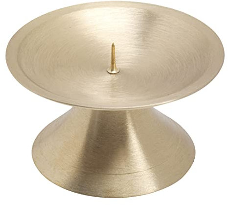 NKlaus Scheibenleuchter Ø9cm Messing Gold Kerzenleuchter matt Altarleuchter mit Dorn 10716