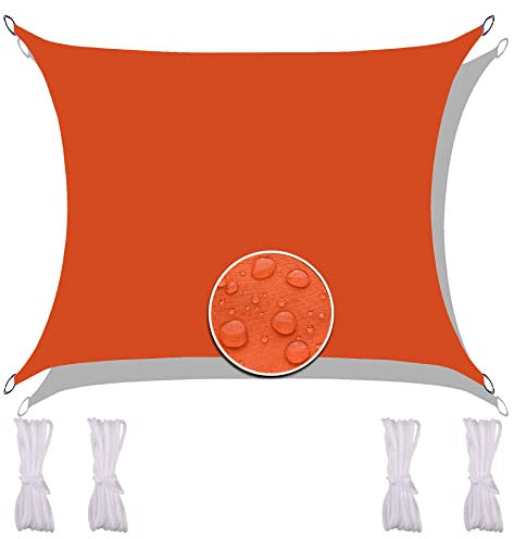 Redfire Sonnensegel Wasserdicht 2.5X3M, Imprägniert Sonnenschutzsegel Oxford-Stoff Inkl Befestigungsseile Überlegene Reißfestigkeit für Carport Orange