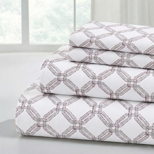 Modern Threads Weiche Mikrofaser Bedruckte Bettlaken – luxuriöse Mikrofaser Bettlaken – inklusive Bettlaken, Spannbetttuch mit tiefen Taschen und Kissenbezügen Cara Queen