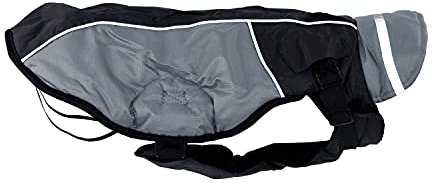 JEGGO High Heat, kälteabweisender Winter-Hundemantel, mit weichem Fleece-Innenfutter, Wasser- und Winddicht, optimale Passform, mit beidseitig zu öffnendem Reißverschluss (Asche/Grau, 48 cm)