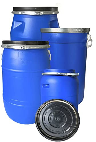 JARDIN202 - Bidón de plástico de boca ancha | Azul | SELECCIONE CAPACIDAD | 65 LITROS (Con Asas)