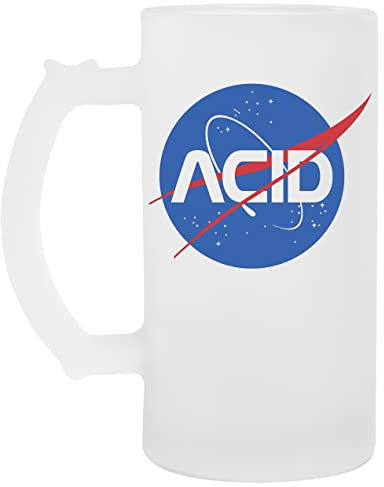 Acid vs Nasa Glas Bier Becher Tasse Glass Beer Mug Cup