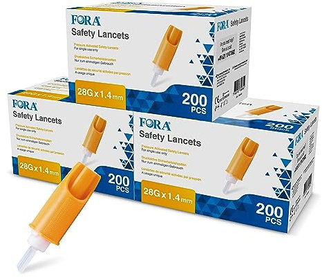 FORA Safty-Lanzetten 28G - 200 Stück, einmalstechhilfe der für kapillare Blutentnahme, Safty lancets 28G 200 pc x3