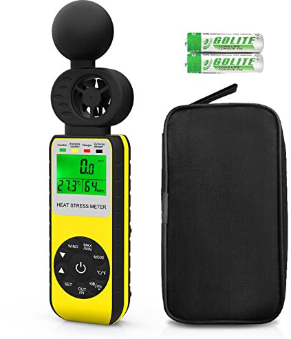 INFURIDER Anemometro Digitale Misuratore Dell'indice di Calore WBGT,Anemometro per Vento Misura la Velocità del Vento/Temperatura/Umidità del Vento,Monitor della Velocità del Vento per Outdoor
