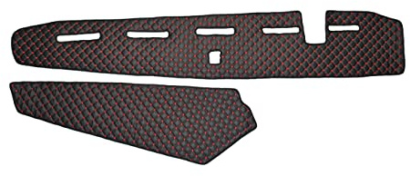 Armaturenbrettmatte mit schwarzer roter Naht für Volvo FH4 LKW mit Sensor, Bezug aus Öko-Leder (RLMFD09BR)