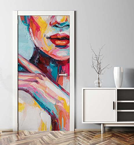 MyMaxxi - Tür bekleben mit Türtapete Türposter Türfolie Selbstklebend 90x200 Frauen Gemälde - Tür verschönern Türaufkleber Türklebefolie Straßenkunst Malerei Mehrfarbig