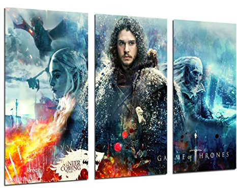 Cuadro Moderno Fotografico Serie Juego de Tronos, Jon Nieve, Jon Snow, Khaleesi, Rey de la Noche, 97 x 62 cm, ref. 27304