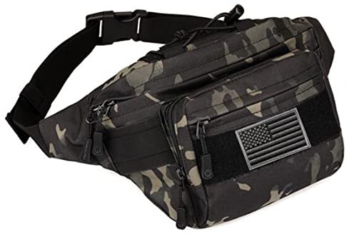 SOWHUP Taktische Bauchtasche, Militär-Hüfttasche mit US-Patch, Hüftgurt, Bauchtasche für Outdoor, Angeln, Wandern, S