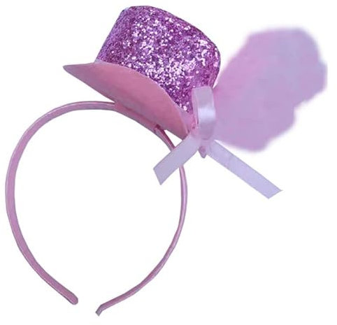 FAIRY TRENDZ Damen Mini Glitzer Fascinator Hut mit Stirnband Mädchen Hochzeit Braut Kostüm Party Zubehör Rosa