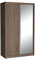 Cool24 Karol Kleiderschränke - Modern Schwebetürenschrank - Kleiderschrank mit Spiegel und Kleiderstange - Schlafzimmerschrank 140 cm mit 7 Regale - Kleiderschrank Schokolade - Schrank Schlafzimmer