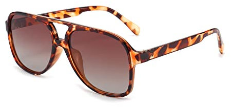 YUELUQU Polarisierte Sonnenbrille Damen Herren Retro 70er Jahre Vintage Eckig Kunststoff Trendy Damen Herren Sonnenbrillen (Leopard-tee)