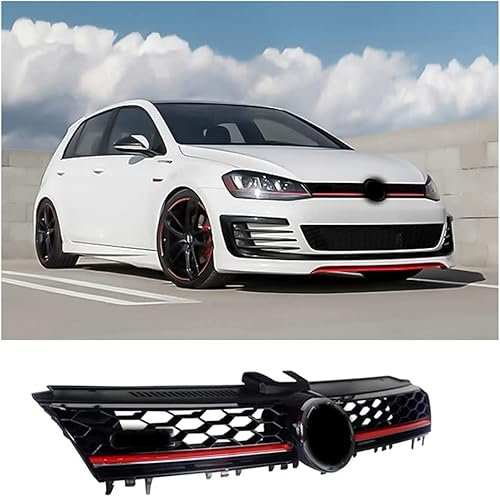 EXPY Auto Front Kühlergrille für VW Golf 7 GTI/GTD 2014 2015 2016 2017,ABS Kühlergrill Front Motorhaube Kühlergrill Auto Grill Dekoration Zubehör