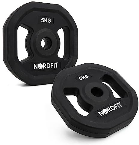 NORDFIT - 5KG Weight Plates for Black (TPU) Urethane Weights Barbell Studio Pump Set (2 x 5kg weight plates)