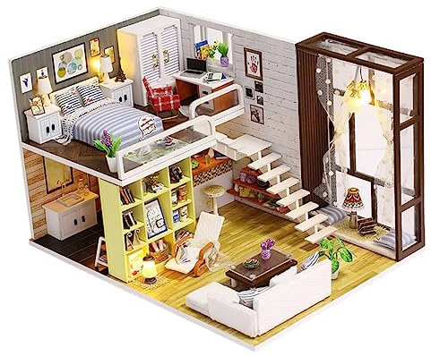 INOOMP Modelle Miniatur-bausätze Miniaturhaus Puppenhaus Aus Holz Mini-hausbausatz DIY- Bambus Mach Es Selbst Hölzern Hausmodell