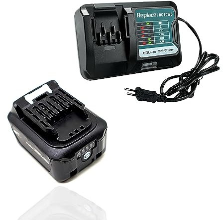 BL1041B 4,0Ah 4000mAh Akku mit Ladegerät 10.8V-12V DC10WD DC10SB, Kompatibel für Makita 12V Akku BL1015 BL1016 BL1041B BL1040B BL1021B CP100DZ MP100DZ JR103DZ DF333DZ TD110D HR140DZ