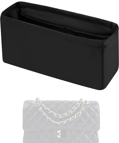 XYJG Seide Handtasche Einsatz Organisator für Chanel CF Classic Flap, Luxuriöser Tasche Einsatz, Behalten Sie die Form der Tasche bei, Leicht (Schwarz, CF Maxi)