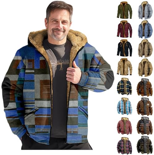 KONG JIMFAN Winterjacke Herren Jackenhalter Wand Herbstjacke Fahrrad Regenjacke Herren Winterjacke Manner Softshell Jacke Herren Jacket Y2k Herren Corduroy Winterjacke Herren Daunenjacke(Blue,5XL)