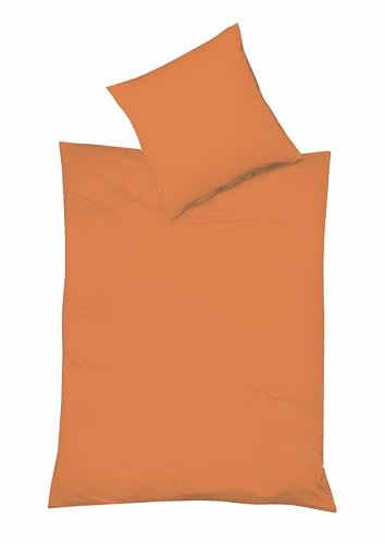 fleuresse Provence 343842, Bettwäsche-Set 50% Baumwolle, 50% Leinen, Oeko-TEX® Standard 100 Zertifiziert, 200 x 200 cm inkl. 1 x 80 x 80 Kissenhülle, Fb. orange