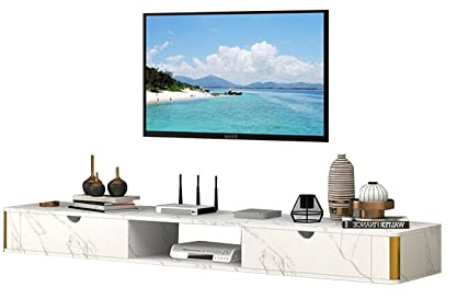 Kamnik Wandmontierte TV-Einheit, schwebender TV-Ständer, Wandmontage – Wand-TV-Schrank, Medienkonsole, Unterhaltungszentrum unter dem Fernseher für TV-Komponenten, PS4/Xbox One/Kabelbox/DVD-Player/