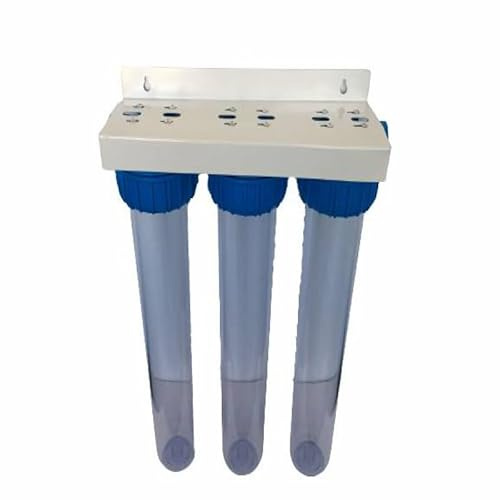 Swan Batterie à Trois Tasses Porte Filtre 20 y Compris Support et Clé pour Installations Filtration d'Eau pour Sédiments et Bloc de Carbone