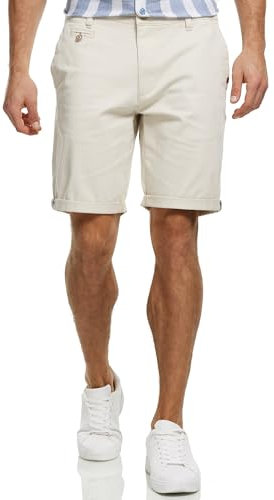 Indicode Herren Cuba Chino Shorts mit 5 Taschen aus Baumwollgemisch | Bermuda Sommershorts für Männer Kit, M