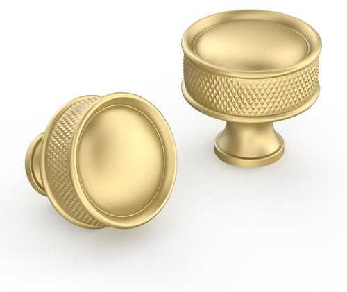 9BUILD 10 Stück Möbelknöpfe Gebürstetes Messing Schrankknöpfe Gerändelte Türknauf Schubladenknöpfe Knauf Für Schrank Kommodenknöpfe EU0056