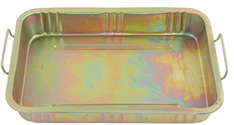 Jiawu Oil Drain Pan, Galvanized Oil Drip Pan for Under Car, Automotive Oil Change Pan, Oil Drip Catcher Pan for Fluid Grease Dripping, Keeps Garage Clean, Rust Resistant (25X17X4)